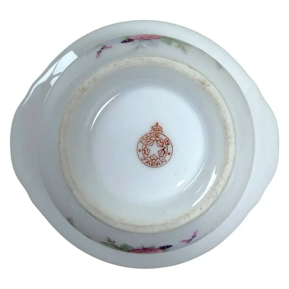 Vintage Blossom China Porcelain Sugar‎ Bowl w/Lid & Creamer Set Floral Japan